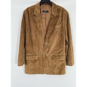 VTG City Jones New York Mens Suede Blazer Sz 40R Brown Notched Lapel 3 Button